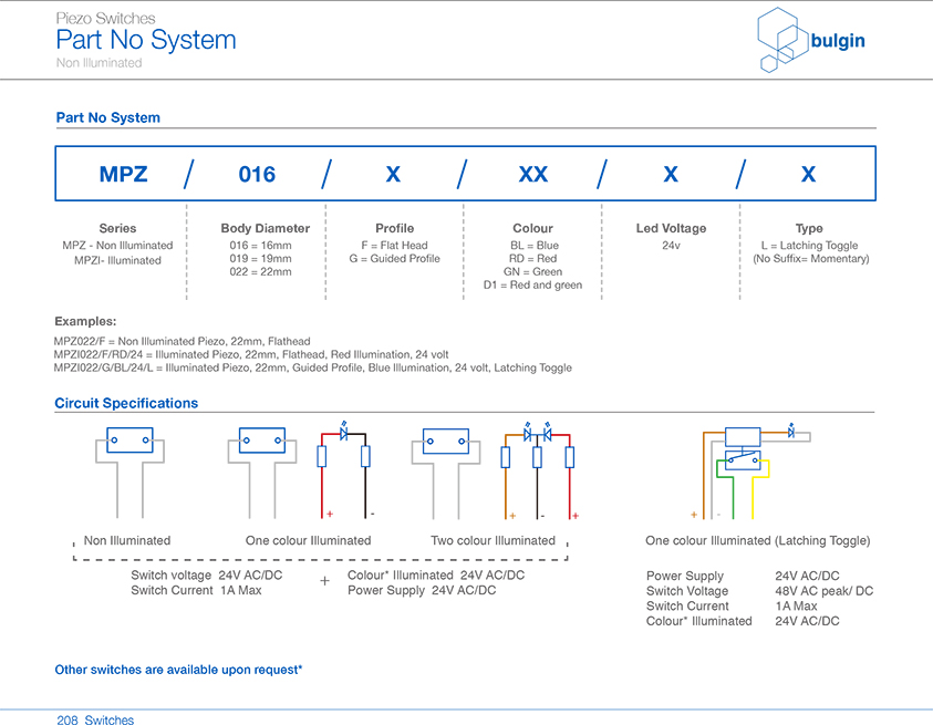MPZI022-L不锈钢Piezo开关功能 MPZI022-L不锈钢Piezo开关功能