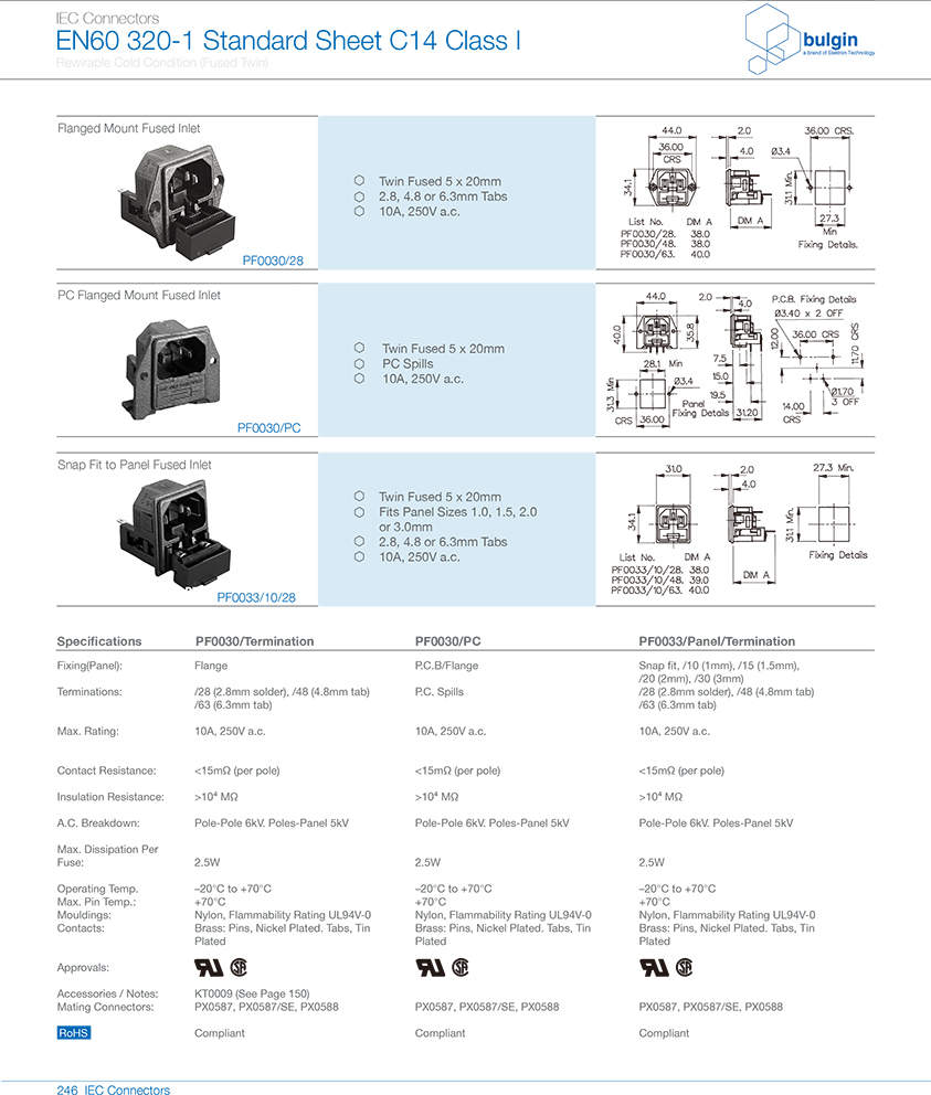 PF0030系列法兰安装双保险丝座选型 PF0030系列法兰安装双保险丝座选型